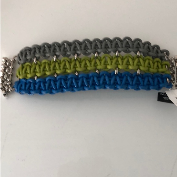 AUDEN BLUE, GREY, LIME CUFF W/SILVER METAL - Picture 8 of 8